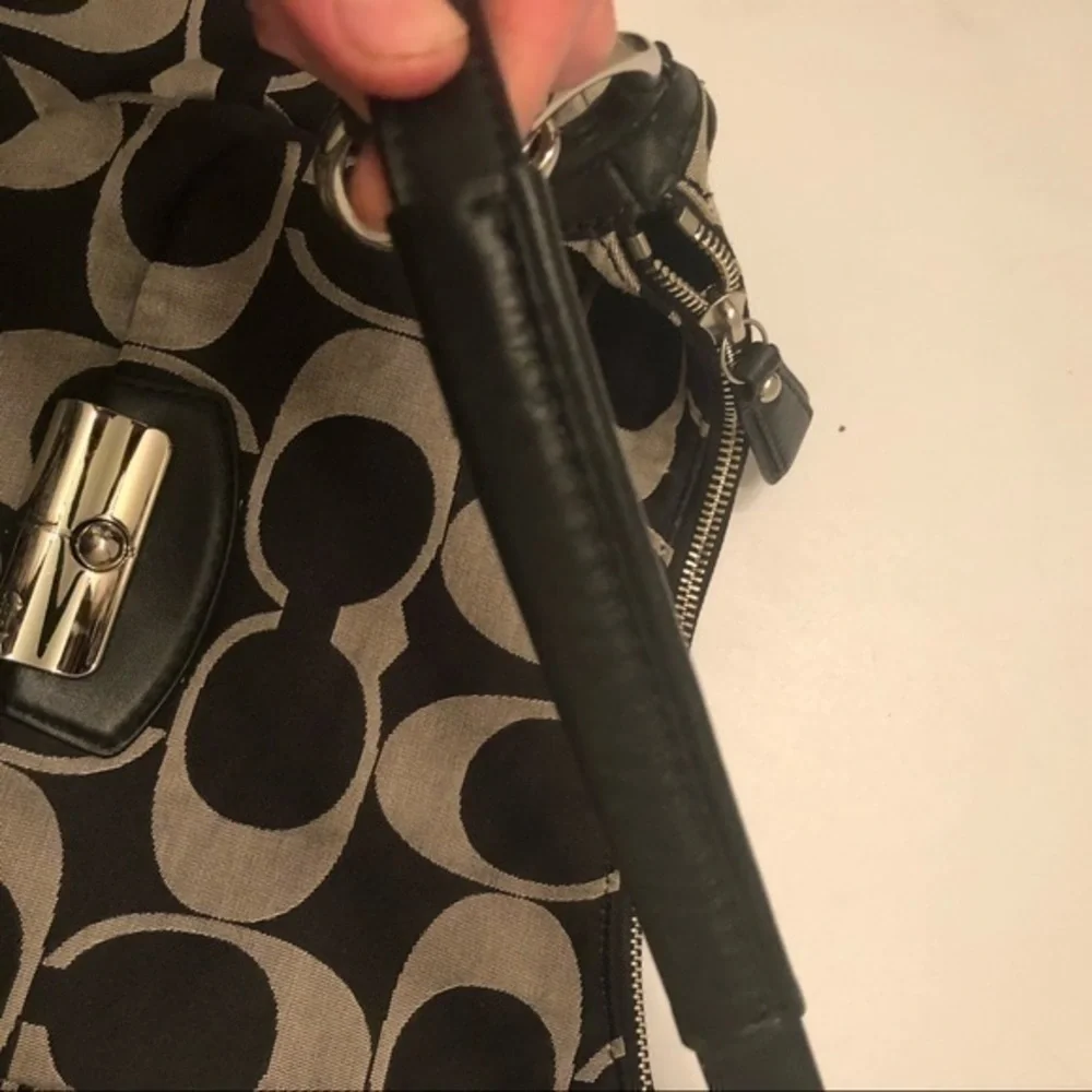 Coach Kirsten signature c black gray hobo bag